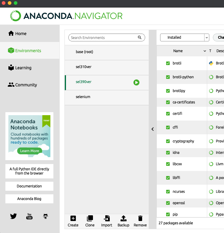 Anaconda  navigatorの仮想環境の削除の方法
