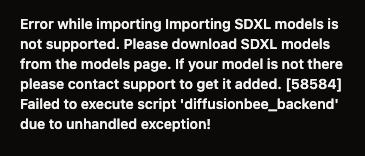 DiffusionBeeがまだ未対応の為にSDXLを読み込めないエラーに遭遇。