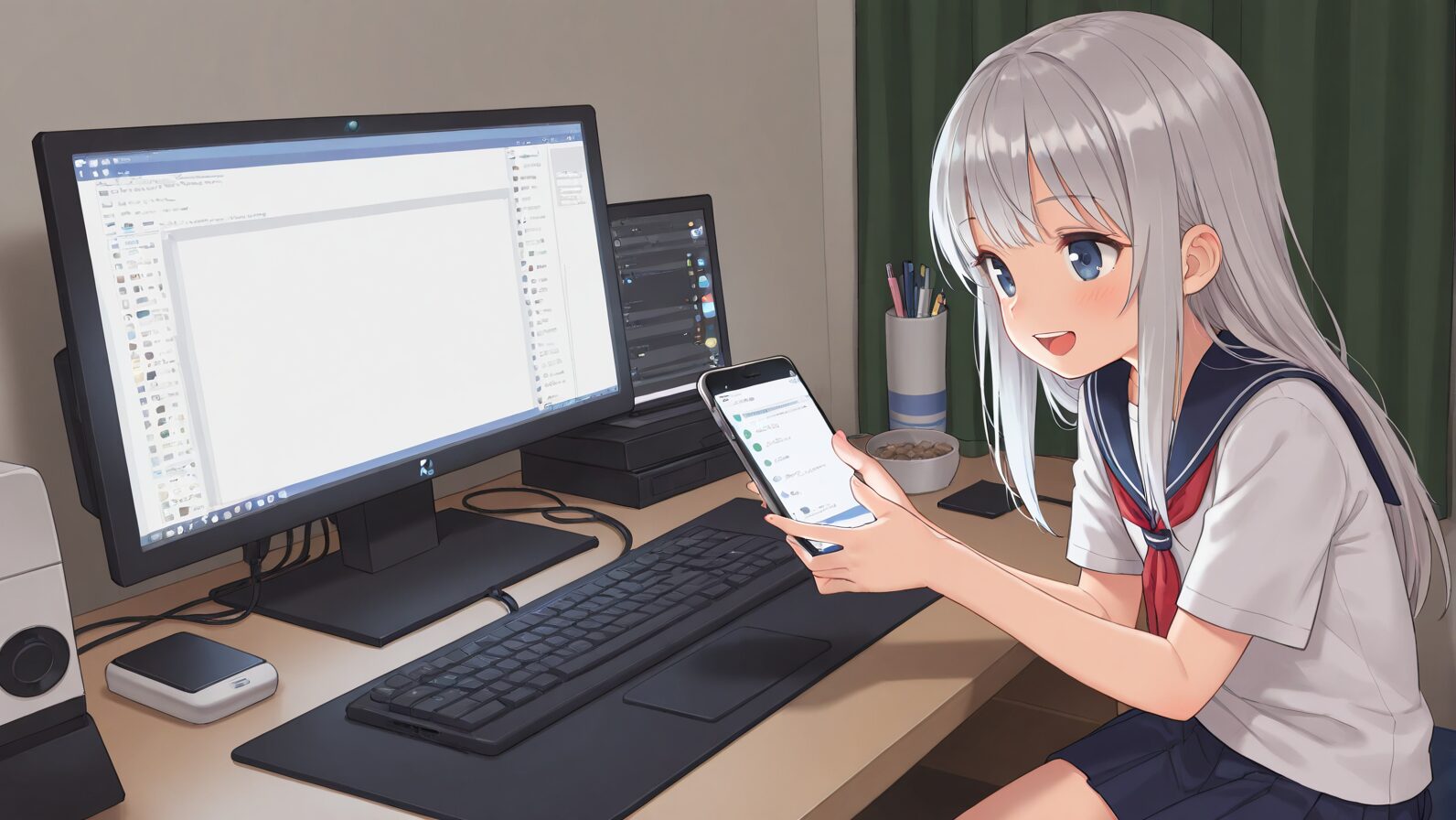 青系の流体的パターンが広がる抽象的ビジュアル。膨大な文脈を保持できるコンテキストウィンドウの「広さ」と「柔軟性」を暗示している。
