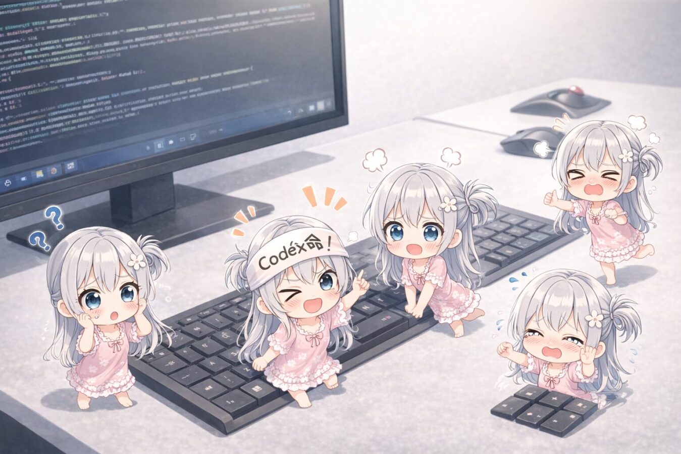 横長のイメージ画像で、GUI Codex 設定に関するよくある質問を補足するFAQ導入ビジュアル。
