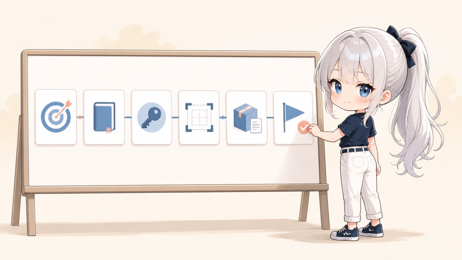 案件定義の要素をボードに並べるちびじぴこ